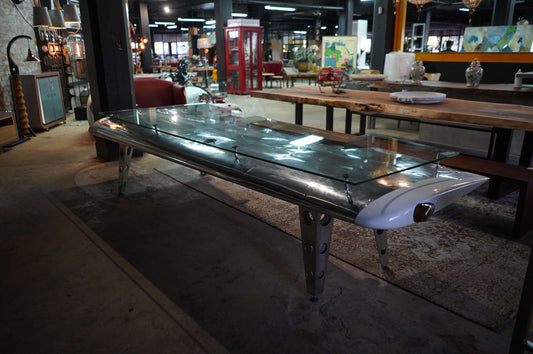 Left Aeroplane Wing Table with Glass Top