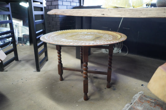 Brass Plate Coffee Table Wooden Feet