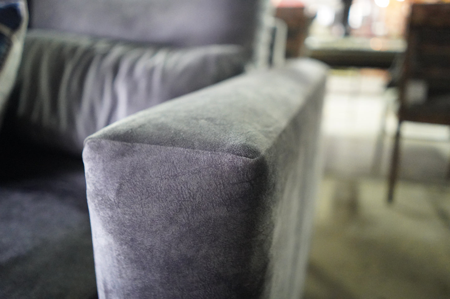 Couch Charcoal Grey Velvet Feel